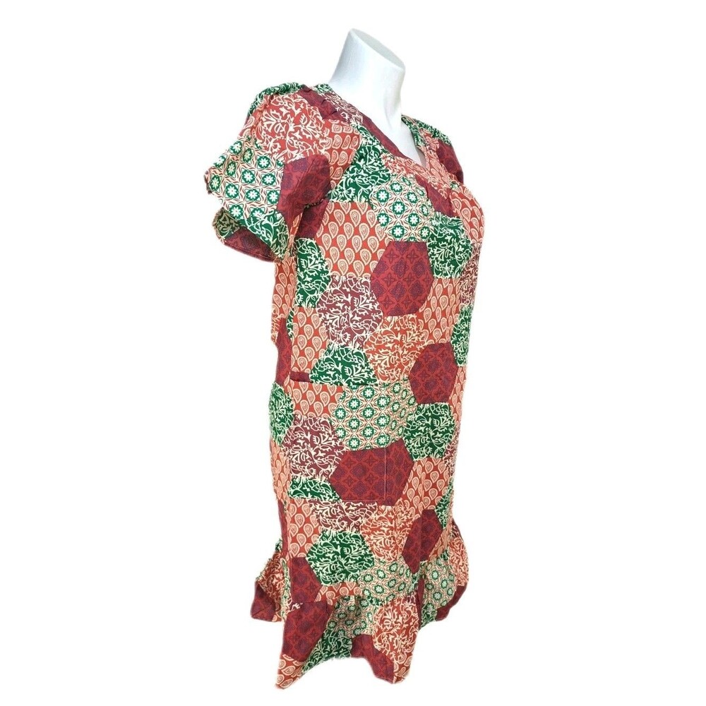 Anthony Richards Vtg Boho Patchwork Red Green Mum… - image 3